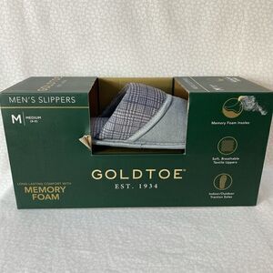 GOLDTOE Men's Size Medium (8-9) Gray Memory Foam Slippers.